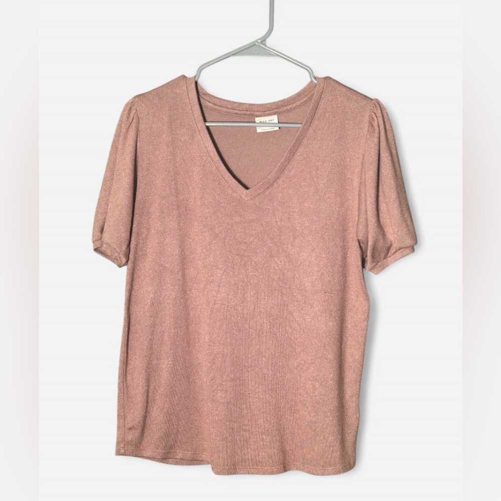 5/$25 Mod Ref Mauve V-Neck Short Sleeve Top